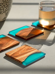 Ahşap reçine Mat/ped son ceviz ahşap bardak yakında geliyor! Ev masa parti kullanımı yapılmış kayrak - Product Image 2