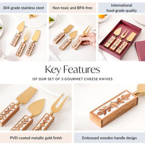 Juego de queso de metal con mango de madera hecho a mano de diseño único con juego de 3 cortador de herramientas de queso a precio barato - Product Image 3
