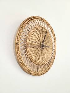 นาฬิกาหวายแฮนด์เมดจากโรงงานดีไซน์แบบชนบทพร้อมด้วยใบไม้หวายเปลือกและตัวชี้ไม้ - Product Image 3