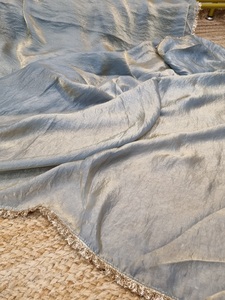 Sari fluide en soie Fendy argenté prêt à porter, pré-cousu, avec blouse prête à porter cousue, taille unique - Product Image 6