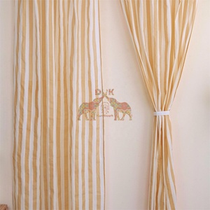 Juego de 2 Cortinas de Algodón con Rayas Amarillas para Sala de Estar y Dormitorio, Cortinas Transparentes - Product Image 5