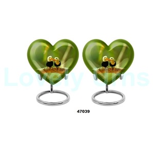 Urna de cremación de pájaro frailecillo de corazón hermoso superventas para cenizas humanas adultas, urna de corazón de recuerdo pequeña decorativa con bolsa gratis - Product Image 2