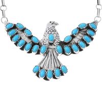 Collier pendentif aigle navajo authentique en argent sterling et bijoux occidentaux turquoise