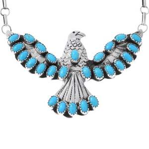 สร้อยคอจี้นกอินทรีนาวาโฮของแท้เครื่องประดับตะวันตกสีเงินและสีเทอร์ควอยซ์ - Product Image 3