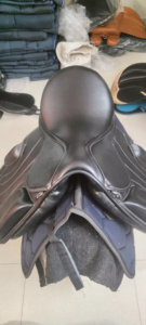 Professional Leather Wood Tree Horse Riding English Style Saddle <b>Trainer</b> Double Belly Band Endurance Saddle - Product Image 2