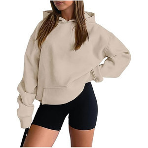 Sweat à capuche unisexe surdimensionné en polyester/coton délavé à l'acide, poids lourd, hiver, pierre - Product Image 2