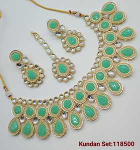 INDIAN TRADITIONAL and <b>FASHIONABLE</b> COPPER <b>JEWELLERY</b> BRIDAL WEDDING <b>JEWELLERY</b> SET for WOMEN EARRINGS and NECKLACE SET - Product Image 3