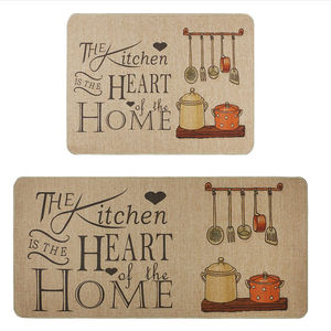 ชุดพรมปูพื้นครัวแบบสั่งทำพิเศษ 2 ชิ้น ผ้าลินิน ป้องกันการลื่นไถลด้วยยางด้านหลัง ทำความสะอาดง่าย ตกแต่งบ้าน ลวดลายแปลกใหม่ นุ่มสบาย - Product Image 2