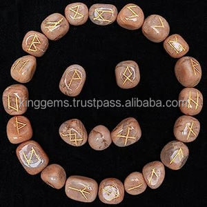 Gran oferta, juego de Runas de ágata de piedra lunar de melocotón de 25 piezas de alta calidad, piedras preciosas caídas de Feng Shui talladas para decoración del hogar - Product Image 2
