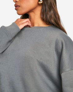 Heather Grey Winter Streetwear Solid New Fashion Plain Custom Regular Stand Collar <b>Fleece</b> Sweatsuit <b>Jogger</b> Set for <b>Women</b> - Product Image 3