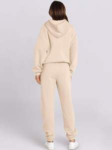 Conjunto Deportivo de Dos Piezas para Mujer, Color Albaricoque, Ligero, Transpirable, Sudadera con Capucha, Pantalones Deportivos, Estilo Y2K, Ropa Deportiva de Invierno - Product Image 3