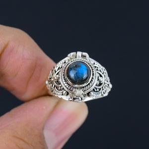 Anillo de estilo bohemio de Plata de Ley 925 hecho a mano con piedras preciosas de labradorita de diseño clásico para mujer, regalo de boda - Product Image 2