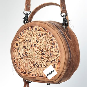 Elegante nuevo bolso de cantimplora de cuero genuino occidental para mujer, manta de sillín azteca mecanizada a mano, bandolera con cremallera, lona Vintage para mujer - Product Image 2