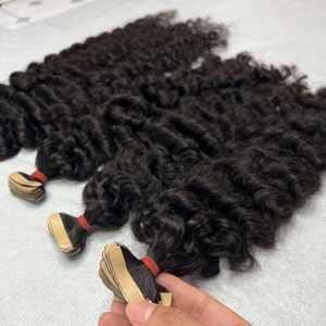 Natural Color Burmese Curly Tape in <b>Hair</b> <b>Extensions</b> Tangle-free Unprocessed <b>Hair</b> Tape with Low Price - Product Image 3