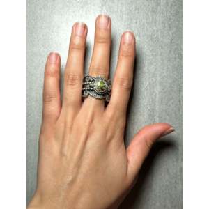 Navajo Handmade <b>Adjustable</b> Sterling Silver & Gemstone <b>Ring</b> Palomino Variscite Boho Style Statement <b>Ring</b> for Everyday Wear - Product Image 5