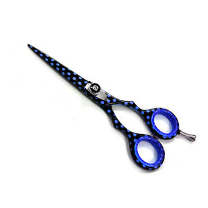 High Grade Barber Hair Scissor Sharp Straight Blade Paper Coated Stainless Steel Salon Scissor With Sliver Finger Rest and Screw - Product Image 1