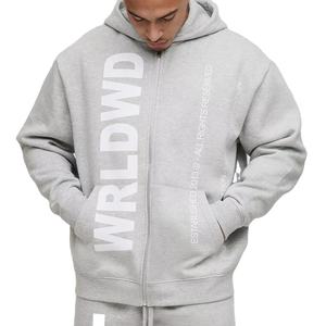 2025 mode coton surdimensionné fermeture éclair YKK survêtements unisexe sérigraphie pantalons de survêtement et fermeture éclair à capuche ensembles Streetwear - Product Image 1