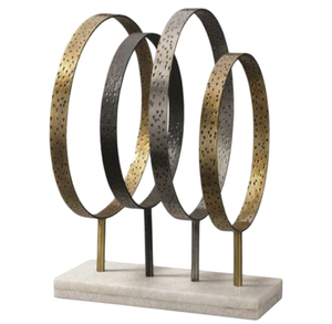 <b>Christmas</b> Decoration Handcrafted Metal Sculpture <b>Table</b> Top Ornaments Decorative Golden Finished Circular Sculpture Ornament - Product Image 1