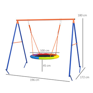 Outsunny Reinforced Metal & Polyester <b>Garden</b> Nest <b>Swing</b> for 1-2 Children 196x172x180cm Multicolor - Product Image 3