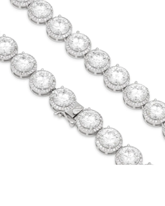 Luxe entièrement glacé lunette-ensemble chaîne de Tennis D VVS clouté diamant testeur vérifier argent lien colliers bijoux de mode - Product Image 2