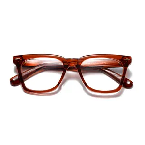 Figroad kacamata bingkai mewah Logo kustom asetat kacamata pria dengan trendi dicetak pola Italia desainer bingkai optik membaca