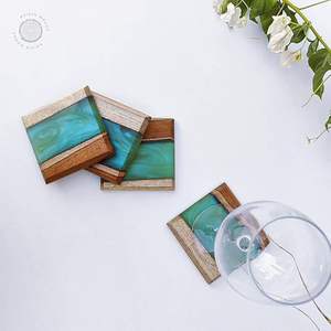 Posavasos de Resina de Madera Natural de Alta Calidad Hechos a Mano, Estilo Bohemio, Diseño Ecológico, Forma Personalizada, Empaque para Bebidas - Product Image 2