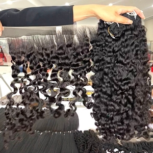 Extensiones de Cabello Natural de Alta Calidad, Color Negro Rizado, con Frontal y Mechones para Hacer Pelucas - Product Image 1