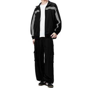 Ample col montant rétro coupe-vent survêtements vêtements personnalisés surdimensionné survêtement pour hommes ensemble deux pièces pleine longueur - Product Image 3