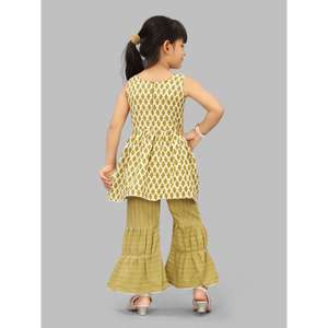 <b>Indian</b> Supplier Kids Premium <b>Kurta</b> Set Stylish Palazzo High Colorfastness Breathable Fabric Girls Party Celebrations Recycled - Product Image 2