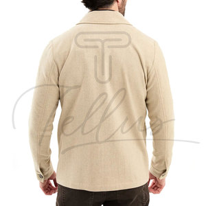 Abrigo Cortavientos de Lana Personalizado de Alta Calidad para Hombre, Cierre de un Solo Botón, Tejido Transpirable y Ecológico, Ribete de Piel - Product Image 6