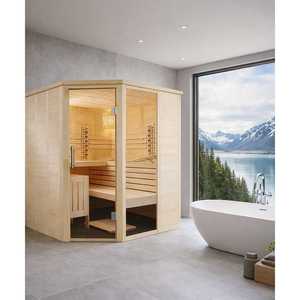Sauna Híbrida de Infrarrojos y Tradicional Spruce Lime para 4-5 Personas, Entrada en Esquina, para Gimnasio Interior, Madera Sólida de Hemlock, 1 Año de Garantía - Product Image 2