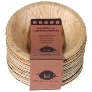 Cuenco desechable redondo de 4 pulgadas, Areca, hoja de yute