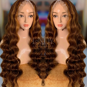 วิกผมลอนสีน้ำตาลวิกผมแท้แบบมีลูกไม้ด้านหน้าวิกผมไม่มีกาววิกผมสำหรับผู้หญิง - Product Image 5