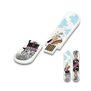 Gift Branded China Skateboard Shape Usb 2Gb 4GB Engraved Logo Flash Drive Memory Stick Plastic Enclosure Platinum Twister 1Gb