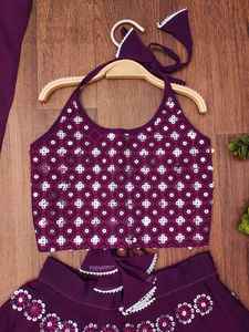 Shoryam - Lehenga Choli Morado con Lentejuelas para Niñas, Ropa Tradicional para Fiestas, Vestido Étnico - Product Image 3