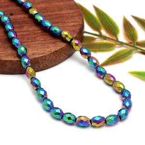 Perles d'hématite de haute qualité, multicolores jaunes et dorées, pour la fabrication de bijoux et de bracelets - Product Image 2