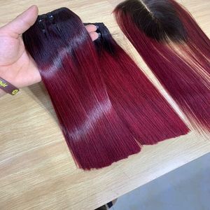 ผมต่อผมตรงกระดูกสีเบอร์กันดีสำหรับผู้หญิงผิวดำเทรนด์8A และ10A ผู้บริจาค - Product Image 6