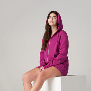 เสื้อฮู้ดแบบซิปหน้าสำหรับผู้หญิงผ้าฝ้าย100% มีฮู้ดสำหรับฤดูหนาวระบายอากาศได้ดีสไตล์ลำลองขนาดใหญ่พิเศษพิมพ์โลโก้ตามสั่ง - Product Image 6