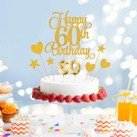 60. Geburtstags torte Dekor Set Ziffer 60 Kerzen Alles Gute zum 60. Geburtstag Topper Heart Star Cupcake Picks für Weihnachts anlässe
