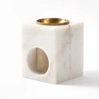 Support de bougie diffuseur d'huiles essentielles carré artisanal en pierre blanche Craft Exim, 1 couleur, imprimé, sur pied, personnalisé pour la maison