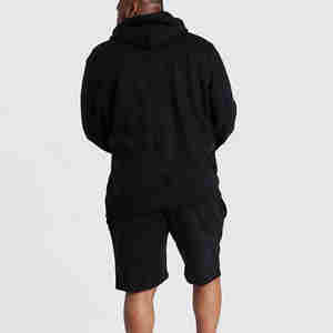 Conjunto de Sudadera con Capucha y Pantalones Cortos Casuales para Hombre, 100% Algodón, Servicio OEM, Transpirable, Estilo con Cordón, Liso - Product Image 5