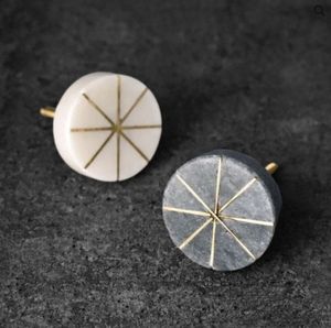 Poignée de tiroir en laiton naturel bouton meubles de chambre à coucher armoires de cuisine marbre blanc vert pierre - Product Image 3