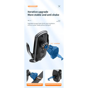 Chargeur de voiture sans fil rapide 10W compatible Qi pour iPhone et Android, fixation tableau de bord avec centrage automatique et verrouillage de sécurité - Product Image 2