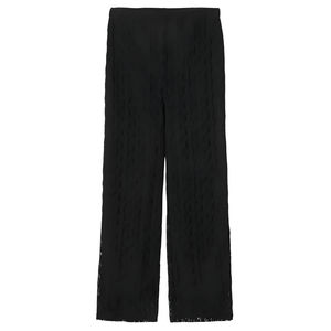 Pantalon en toile pour femme, pantalon de bureau, de haute qualité, uni, taille longue, anti-froissement, élégant, jambes larges, décontracté, 100% - Product Image 1