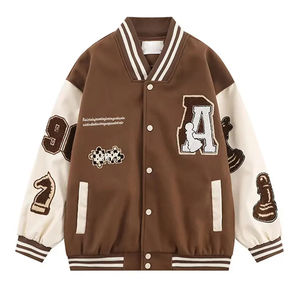 OEM personalizado logotipo bordado hombres Vintage otoño Varsity béisbol bombardero chaqueta acolchada cremalleras decoración carta ecológica - Product Image 1
