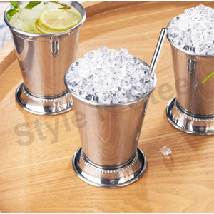 Julep Cup Argent Couleur Acier Inoxydable Argent Menthe Julep Cup Argent Plaqué Mojito Julep Cup Avec Tuyau Et Brosse Propre - Product Image 3