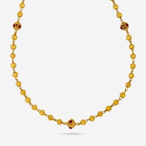 Vintage 18k Gold Figaro Chain Religious Pendant with Sapphire and <b>Ruby</b>####Diamonds-IGI Certified - Product Image 1
