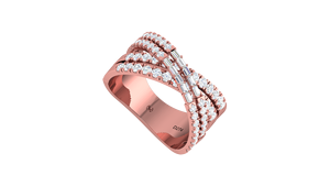 Anillo de Oro Sólido de 14K con Baño de Rodio y 66 Diamantes de Corte Brillante de 1.00 Quilates, Diseño Clásico para Mujer |   Elegante para Fiestas y Bodas - Product Image 2