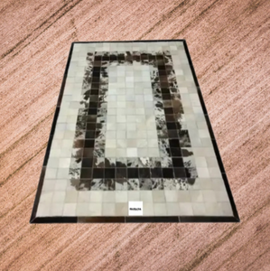Tapis Patchwork Personnalisés Poils Sur Cuir de Vachette Tapis en Cuir Véritable Design Moderne Tapis en Cuir Faits à la Main Entièrement Personnalisés - Product Image 2