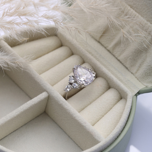 925 Sterling Silver White Quartz <b>CZ</b> Stone Pear Drop Design Cluster Zircon <b>Ring</b> Wholesale Turkish Jewelry - Product Image 4